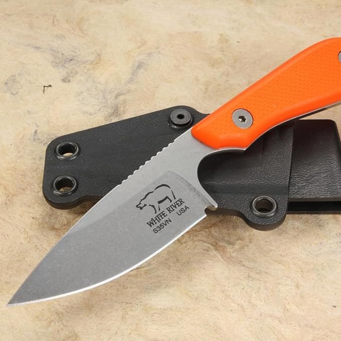 White River Knife &amp Tool Backpacker Pro Hunting Knife with Orange G10 Handle (WRM1-PRO-TOR) WRM1-TOR-1