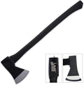 Black Legion Wood Splitting Long Axe - 28” Length | Chopping &amp Felling Firefighter Axe | Rubberized Long Handle | Stainless Steel Ax Head | 5” Blade Head | Easily Splits Firewood