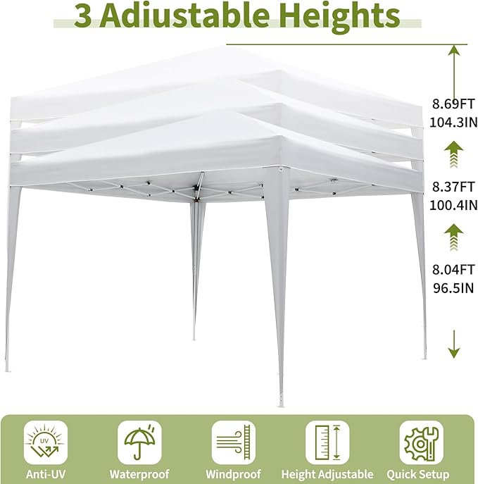 10x10 FT Instant Pop Up Canopy Tent with 4 Removable Sidewalls Waterproof Portable Gazebo Heavy Duty Outdoor Shelter with Mesh Windows &amp Roller Bag for Camping Beach Backyard Parties