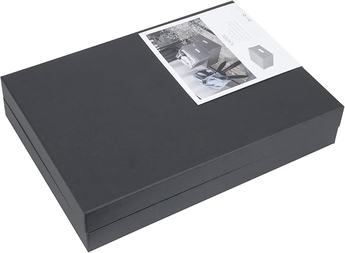 Bigso Box of Sweden Karin Collapsible Storage Box with Labelframe for Identification - Simple Assembly without Tools - Decorative Storage Boxes with Lids - 8.9in x 12.4in x 5.4in - 2 Pack - Dark Gray