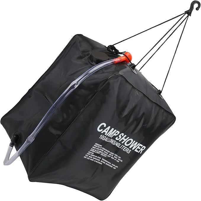 40L Solar Shower Bag Outdoor Camping Shower Solar Heated Water Bag with Advanced Shower Head and Rope Leak - Proof PVC Material for Hiking Beach Travel