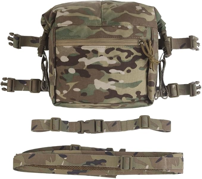 Tactical Expansion Pack Chest BagLarge Capacity MOLLE Admin Pouch Utility Chest Pouch for Placard Split Chest Rig