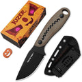 Kizer Hare Fixed Blade Knife 3.14 Nitro V Blade Halloween EDC Hunting Knife with Brown Micarta and Black G10 Handle Small Camping Knives with Kydex Sheath Survival Knives for Men Women 1077HW1