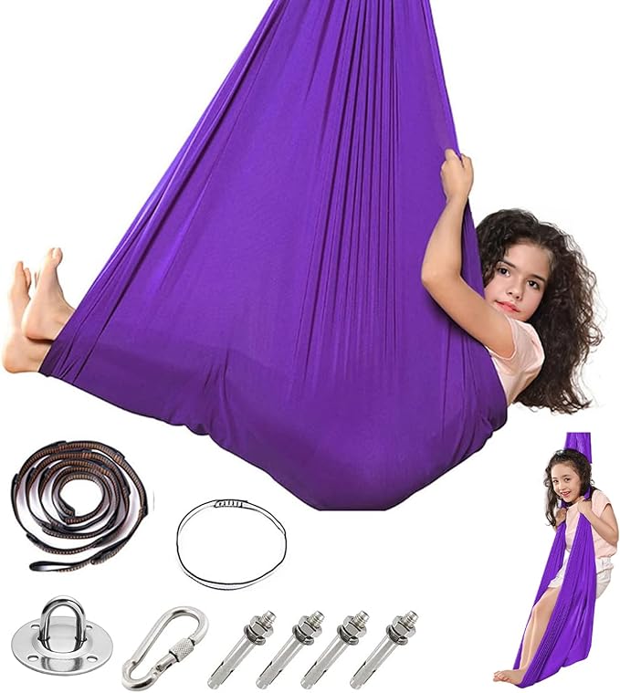 Kids Therapy Swing with Special Needs Snuggle Swing Cuddle Hammock Indoor Adjustable Aerial Yoga for Children with Autism ADHD Asperger Sensory Integration (Hardware Included)