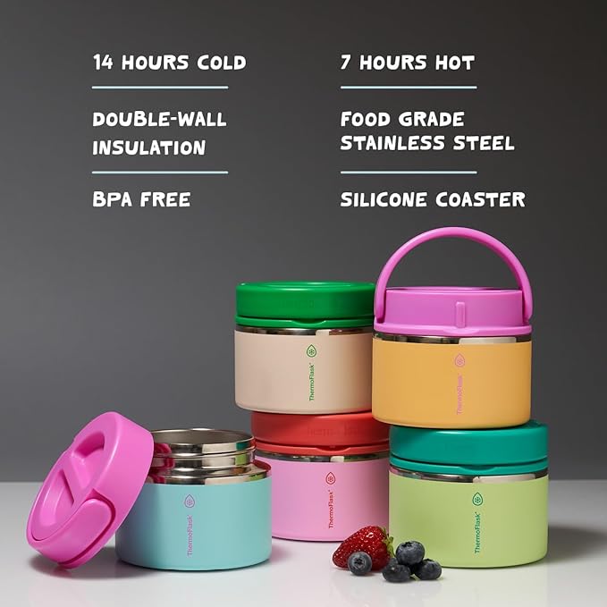 ThermoFlask 12 oz Double Wall Insulated Food Jar Garden Party