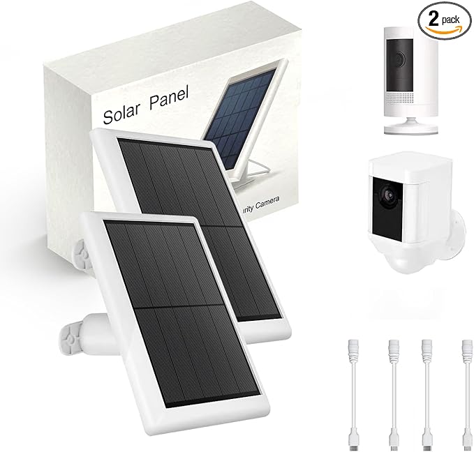 Solar Panel Charger for Ring Camera 5W Solar Panel Compatible with Ring Stick Up Cam Spotlight Cam BatterySpotlight Cam PlusSpotlight Cam Pro Outdoor Camera with 13FT USB-C Cable2 Pack