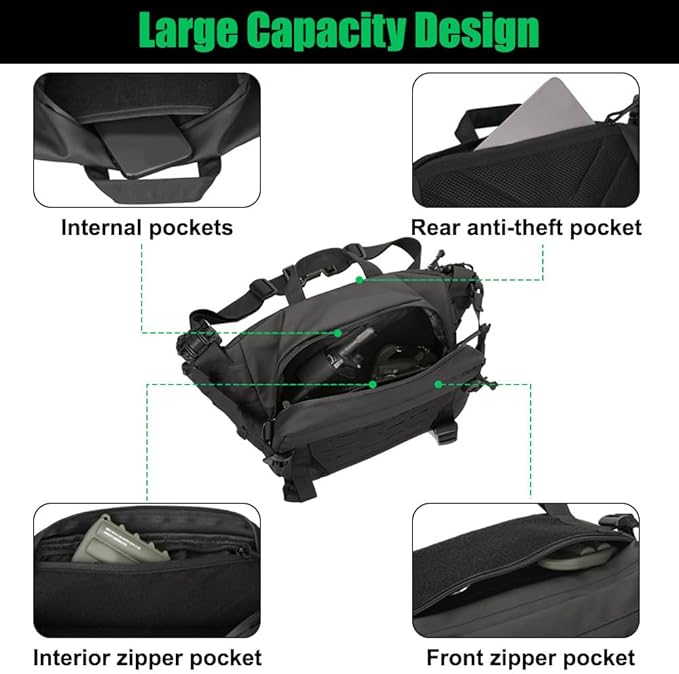 MiOYOOW Tactical Sling Backpack Outdoor Waist Bag Waterproof Crossbody Bag with Concealed Pocket for Hunting Fishing Hiking
