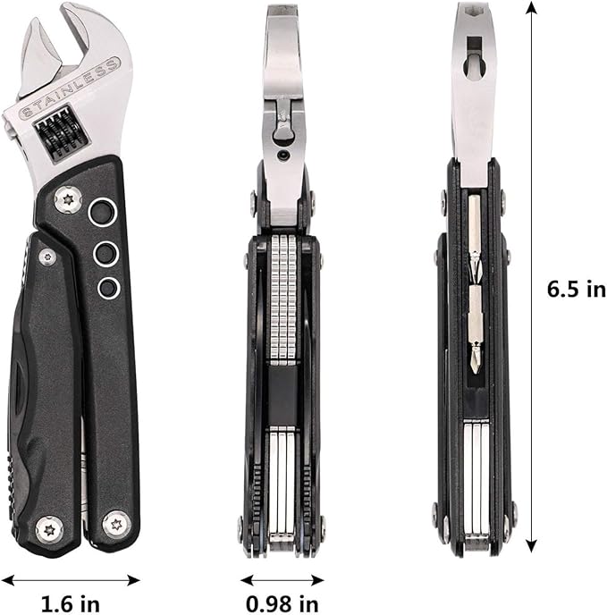 Adjustable Ratchet Wrench Multitool 7 in 1 Foldable Pocket Size Tool with Pliers Knife Saw and Screwdriver Portable Multi Tool for Camping Accessories DIY and Gifts for Men