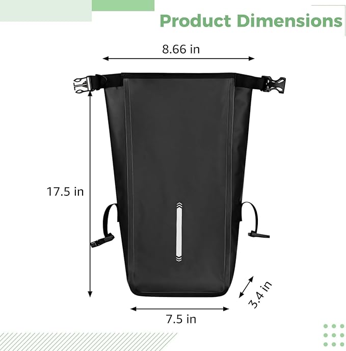Bike Front Fork Waterproof Bag 6 L Quick Release Dry Bag Sturdy Nylon with Reflective Details Easy Access for Commuting and Outdoor Adventures