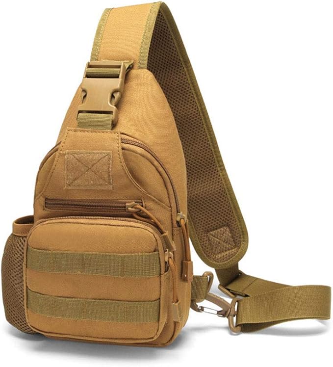 Sunnystacticalgear Outdoor Sports Hiking Sling Bag Shoulder Pack Camouflage Tactical Molle Chest Bag - Tan