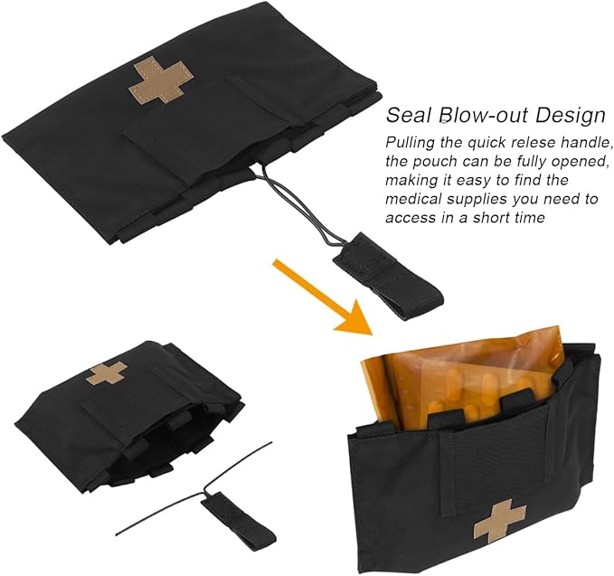 Qavctw Tactical Admin Tool Storage with Hook and Loop Hanging Pouch Accessory for Backpack Tactical First Aid Pouch Quick-Release EMT Medical Pouch Blow Out Kit Bag with MOLLE and Belt Loop IFAK Pouc