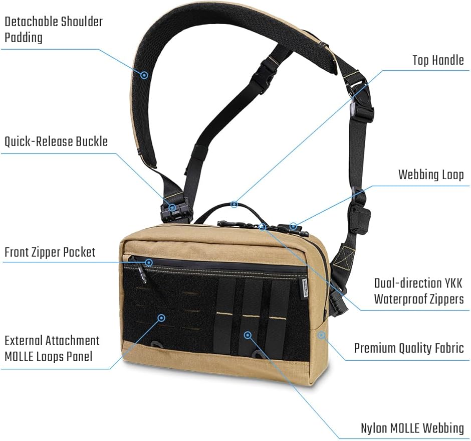 TACTICAL_GEEK L3 Pro EDC Crossbody Bag Chest Bag with Adjustable StrapDaily Carry Sling Pack Large Capacity Daypack Organizer for Camera Drones（T500 Coyote Tan）