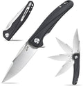 Eafengrow EF957 Folding Knife D2 Steel Blade G10 Handle with Pocket Clip Reliable Locking Mechanism EDC Flipper Knife for Camping Hiking(Black)