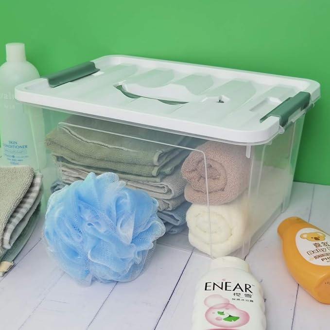 Gloreen 14 Quart Clear Storage Bins with Lid Multipurpose Plastic Latch Box 6 Packs
