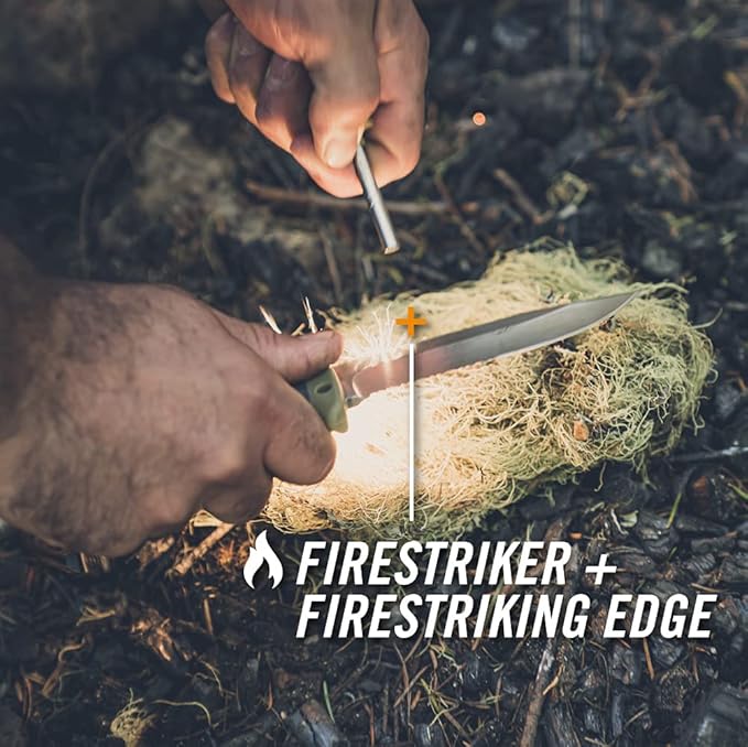 Gerber Gear Ultimate Survival Knife Fixed Blade Knife with Combo Edge includes Fire Starter Edge and Ferro Rod Whistle Sheath with Integrated Sharpener - Bushcraft Hunting and Camping Tool