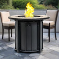 30'' Marble Ceramic Round Propane Fire Pit Table 50000 BTU Gas FirePit for Outdoor Fire Table with Lid Warmth &amp Ambience to Gatherings and Parties On Patio Deck Garden Backyard Black.