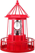 DOITOOL LED Solar Powered Rotating Lighthouse Outdoor Courtyard Solar Hanging Lamp Lawn Lantern for Patio Fence Garden Yard Decorations (Red)