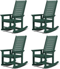 GREENVINES Outdoor Rocking Chairs | Set of 4 | Porch Rocker | HDPE Plastic | Forest | Oversized Rockers | High Back | Big &amp Tall | Ladder Back | for Patio Outside Backyard Balcony Garden