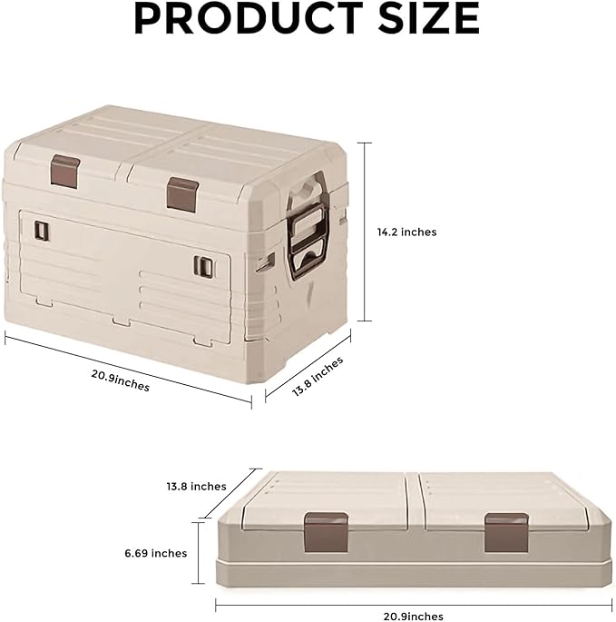SolarPlay Camping Storage Box with Lids 60L Foldable Box with handles for Trunk Organizer for Outdoor Picnic Car RV Storage and Organization