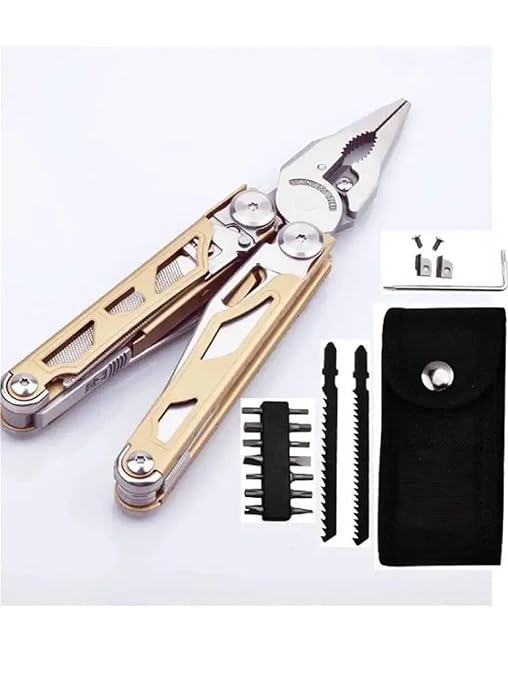 Multitool Set with Pliers Knife Scissors for DIY Repair Camping EDC Survival Gear(DL30 Yellow)