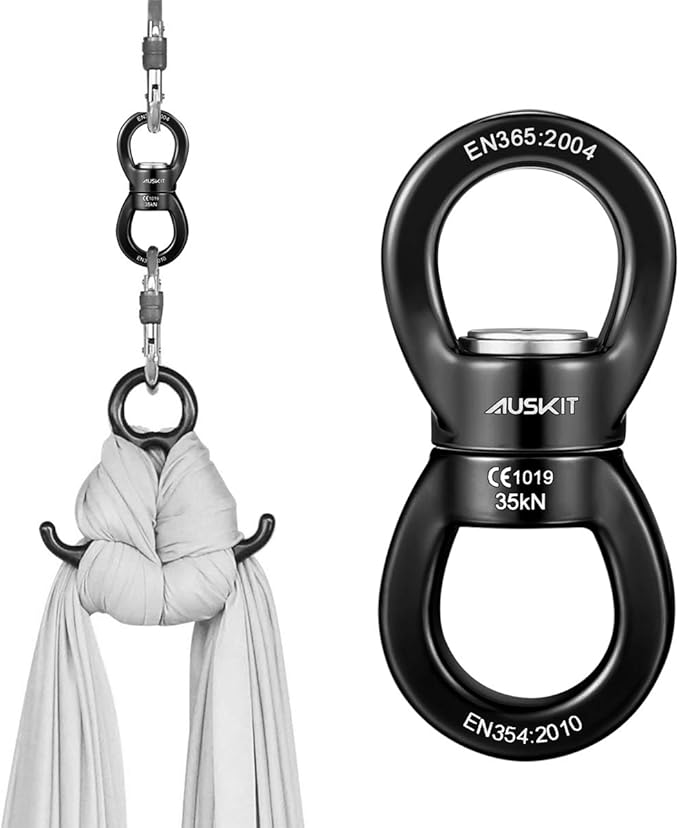 Black Swing Swivel 35 KN Safest Rotational Device Hanging Accessory