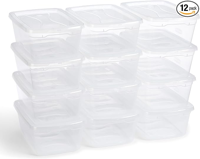 Rubbermaid Cleverstore 6 Qt Clear Storage Bins with Lids 12-Pack Stackable BPA-Free Made in USA