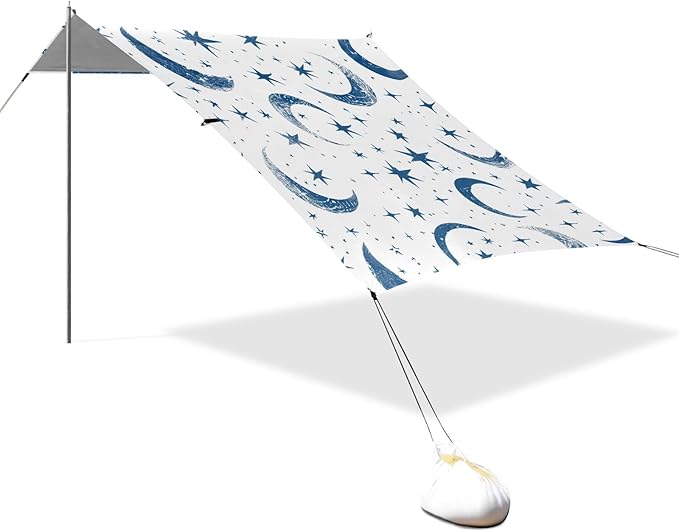 ALAZA Blue Moon Stars Seamless Beach Tent Sun Shelter Portable Canopy Sunshade for Outdoor Camping Picnics Backyard Fun 10x9 ft