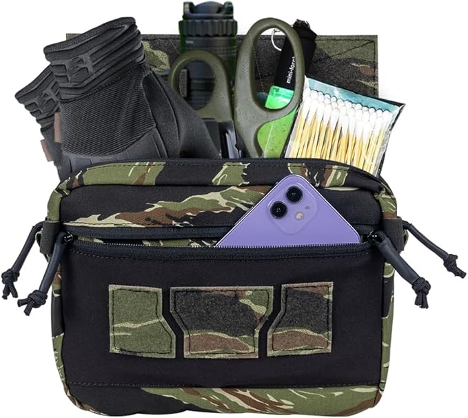 IDOGEAR Tactical Drop Dump Pouch Dangler Vest Admin Molle Utility Tool Organizer with Hook and Loop Panel for JPC AVS CPC Vest Outdoor Sports