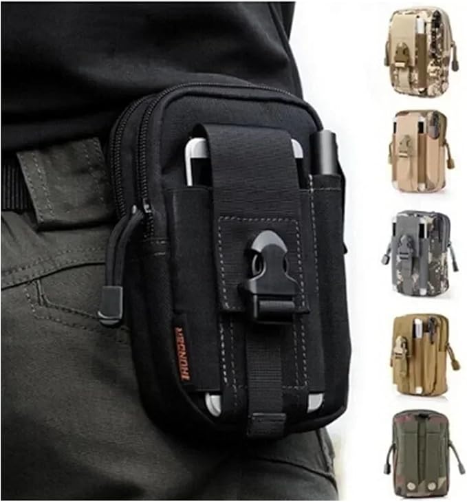 Men's Waist Bag Jungle Camouflage Hanging Waist Packs Men Outdoor Sports Waist Bag Multifunctional Bags(Khaki)