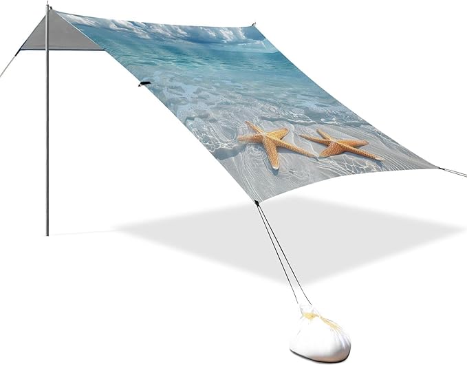 ALAZA Starfish on The Beach Water Beach Tent Sun Shelter Portable Canopy Sunshade for Outdoor Camping Picnics Backyard Fun 10x9 ft