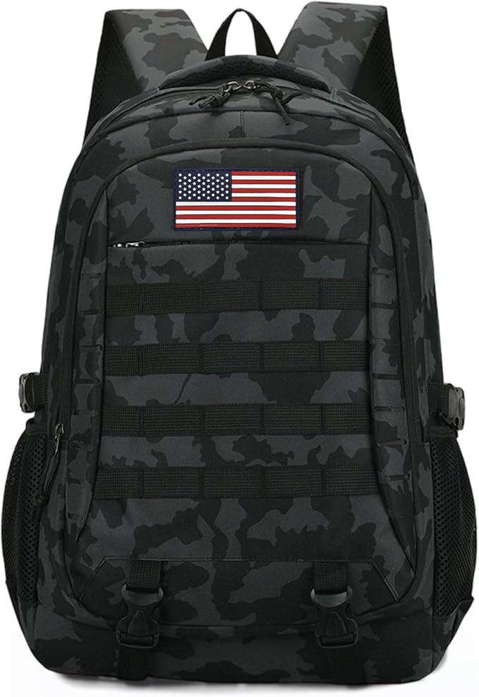 19'' Camo Backpack for Boys - Waterproof Tactical Bookbag for 15.6 Laptop Sleeve &amp MOLLE System for School Camping Travel