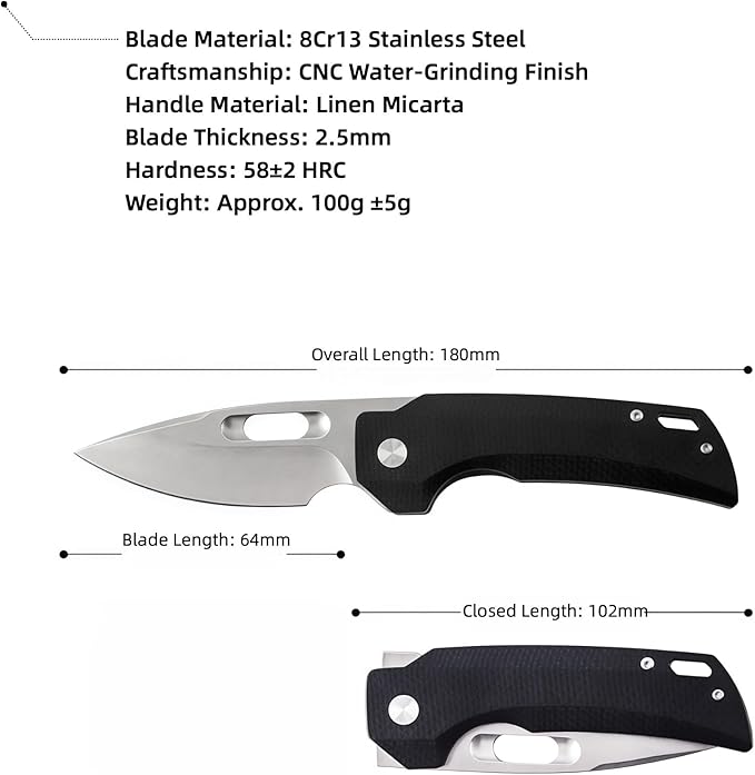 Hunting Knives &amp Tools Pocket Knife Lightweight Outdoor Knife for Backpacking Camping Essentials Folding Knife 8CR13 Blade Linen-textured Handle Gift Ideas for Men
