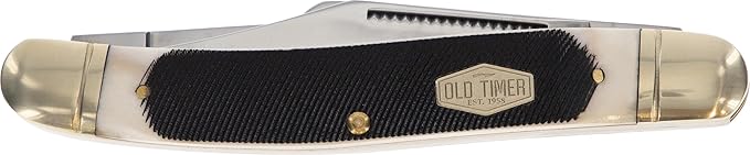 Old Timer 858OTB Genuine Bone Lumberjack Stockman Traditional Folding Pocket Knife with 3 Mirror-Polished High Carbon SS Blades and Ergonomic Handle for EDC Camping Whittling Hunting and Outdoor