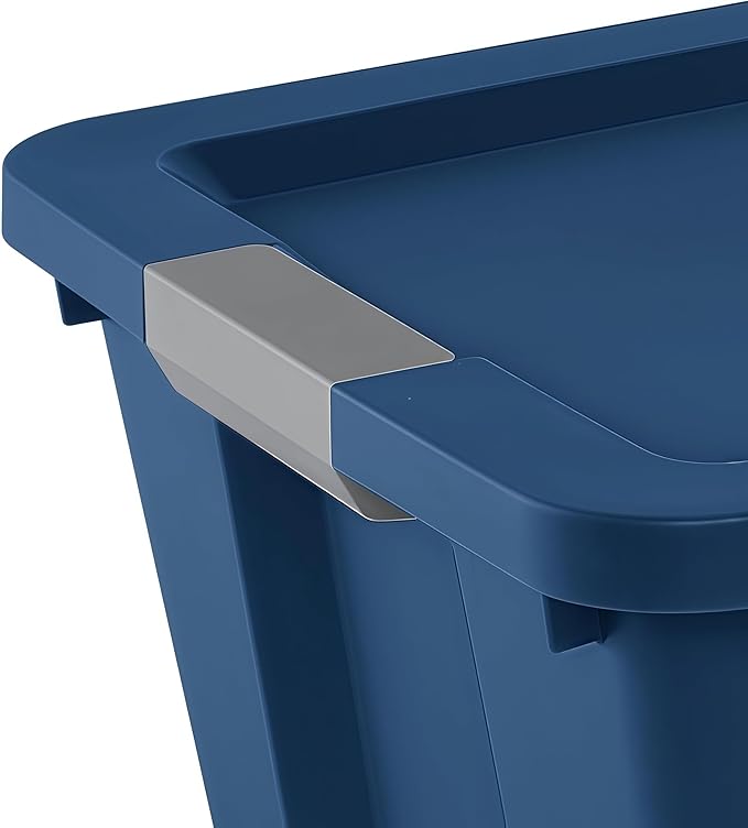 34-Gallon Heavy-Duty Storage Box with Lid - Large Plastic Container Suitable for Garage Outdoor Home and Storage Needs Blue