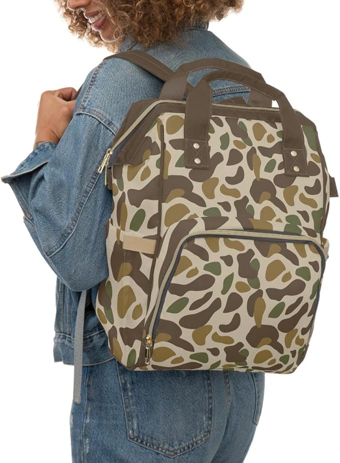 Camo Duck Backpack/Old School Camo Diaper bag/Trendy Camouflaged Travel bag