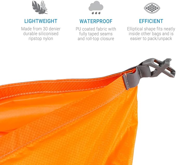 Lifeventure Ultralight Dry Bag Siliconized Rip-Stop Fabric with Fully Taped Seams Lightweight Waterproof Dry Sack for Kayaking Camping Hiking Traveling Boating Water Sports