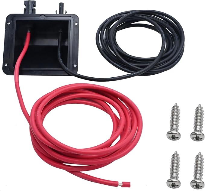 VIKKSAER Solar Cable Entry Gland Box 10FT 10AWG Soft Solar Extension Cable and Connector UV Resistance Dual Cable Entry Gland Housing on RVs Caravans Boats Campers (Black(10FT))