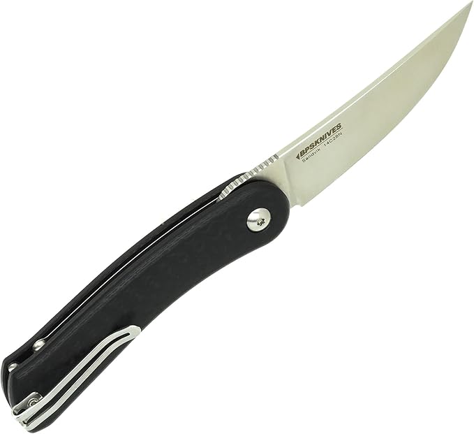 BPSKNIVES Colibri - Black Folding Knife 14C28N Stainless Steel Blade with G10 Handle - Small EDC Knife with Pocket Clip for Men - Sharp EDC Knife