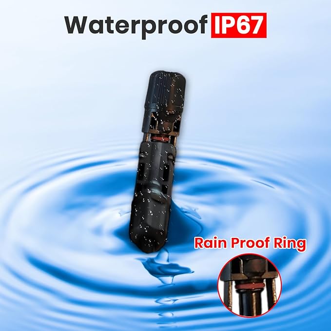 20 Piece PV Solar Panel Connector Kit | Compatible with 10 AWG Solar Cable 30 Amp 1000V DC IP67 Waterproof | PV Spanner Tools Included