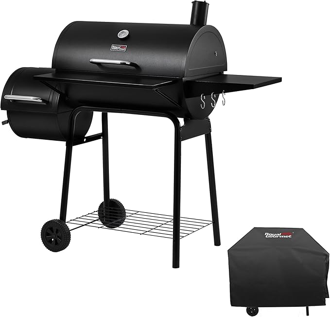 Royal Gourmet CC1830SC Charcoal Grill Offset Smoker with Cover 823 Square Inches Black Perfect for Backyard Cooking Outdoor Camping