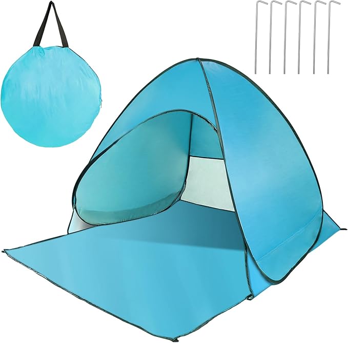KOCASO Pop Up Beach Tent Sun Shade Shelter - UV Protection &amp Waterproof Sun Shade Shelter with Net Window and Storage Bag - Ideal for Beach Camping Fishing and Outdoor Activities Green