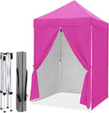 EAGLE PEAK 5x5 Instant Canopy with 4-Side Wall Panels Small Pop up Portable Canopy Tent with Carry Bag Light Weight Sun Shelter for Sports Camping and Beach Pink