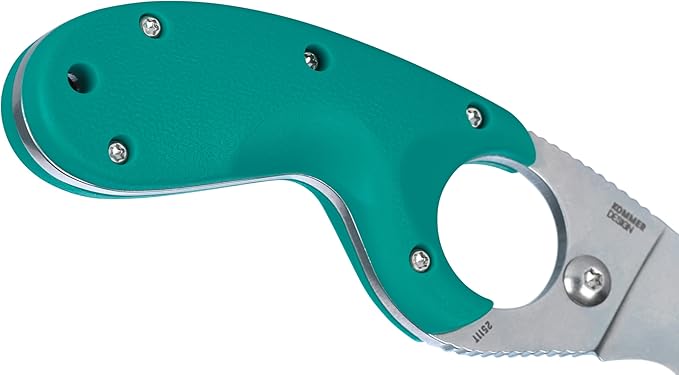 CRKT Bear Claw Fixed Blade Knife with Sheath: Rafting Rescue Self-Defense Serrated Blade with Blunt Tip Green Glass-Reinforced Nylon Handle Positive Sheath Lock 2511T