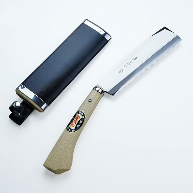 AZUMASYUSAKU Handmade Polished Hatchet 210mm with Original Case Blade Edge : Shirogami Steel Double Bevel