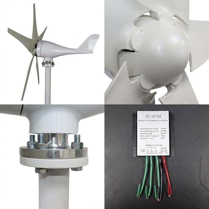 Wind Turbine Generator Kit 1200W 5 Blade Wind Generators for Home 12V 800RPM Power Kit with Controller Windmill Generator for Solar&ampWind System