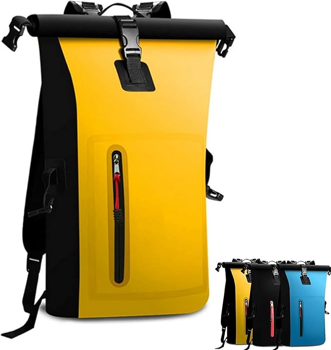 Dry Bags Waterproof Backpack for Women Men 25L Roll Top Floating Bag for Kayaking Hiking Fishing Camping Beach (Yellow)
