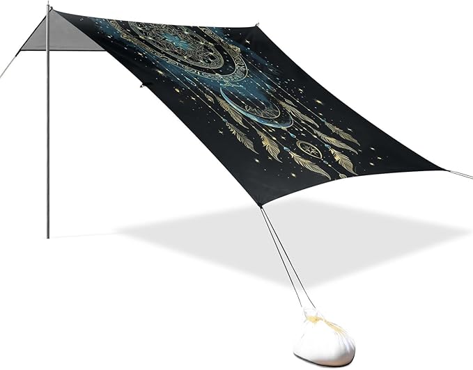 ALAZA Mandala Dreamcatcher Moon Beach Tent Sun Shelter Portable Canopy Sunshade for Outdoor Camping Picnics Backyard Fun 10x9 ft