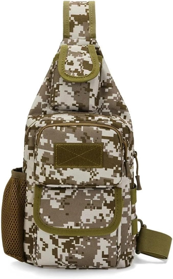 Tactical Chest Pack Modular Strap System Camouflage Sling Bag for Outdoor(Brown camel)