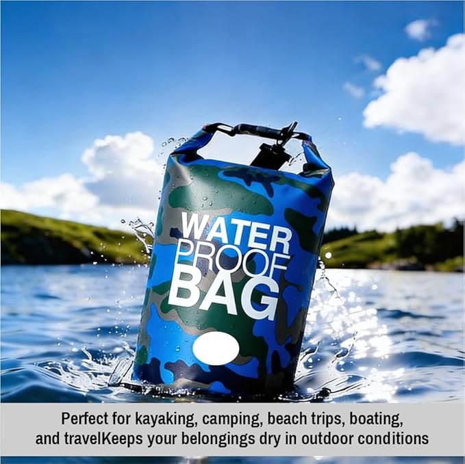 Waterproof Dry Bag Set of 3 (15L 20L 30L) - PVC Roll Top Dry Bags Waterproof - Backpack for Kayaking Camping Beach &amp Travel (Camouflage Orange Dark Blue Green)