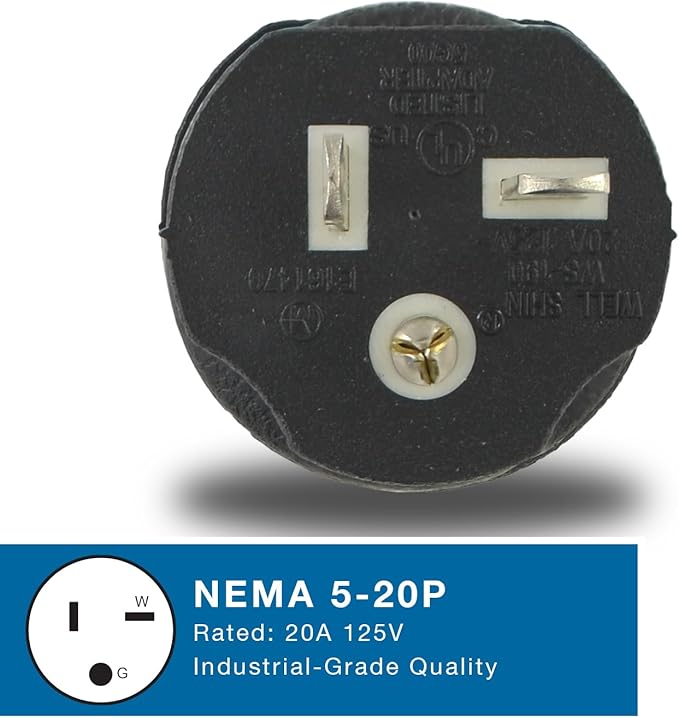 Conntek 30114 Locking Adapter 20 Amp 125 Volt Male Plug To 20 Amp Locking Female Connector NEMA 5-20P to NEMA L5-20R  Black
